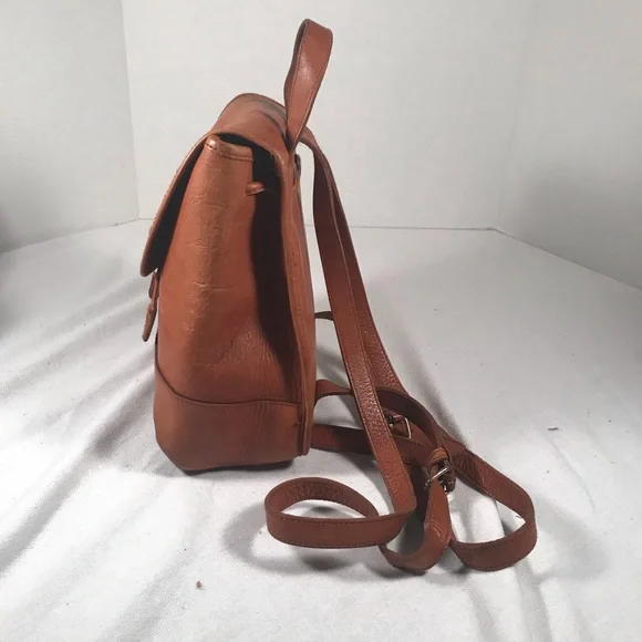 Vintage Soft Leather Brown Mini Adjustable Y2K Backpack Purse 90s Y2K VINTAGE Brown Suede Leather Backpack Bag Small Mini  main image 2